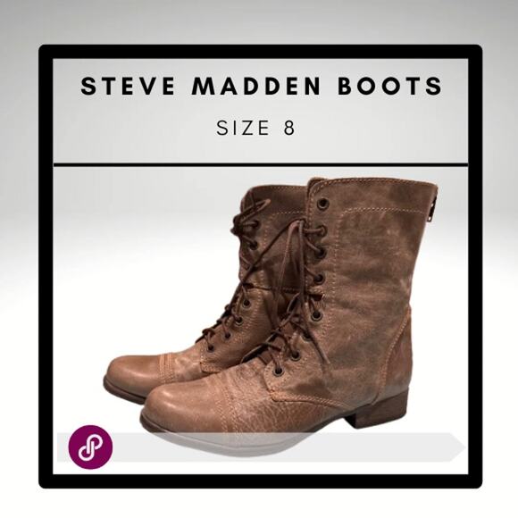 Steve Madden Womens Troopa Black Leather Size 8 | SAME DAY SHIP or NEXT DAY SHIP - Picture 3 of 3